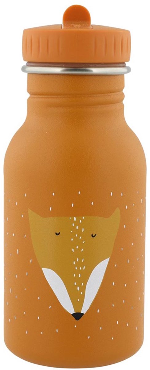 Trixie drikkedunk - mr. fox - vandflaske i rustfrit stål til børn - 350ml - lækagesikker flaske - orange