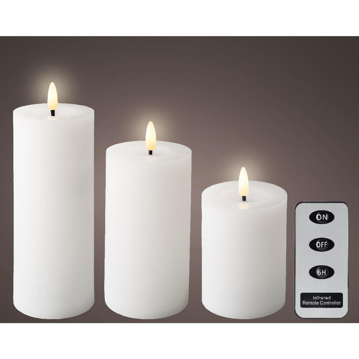 Lumineo LED stearinlys sæt voks 3-delt hvid
