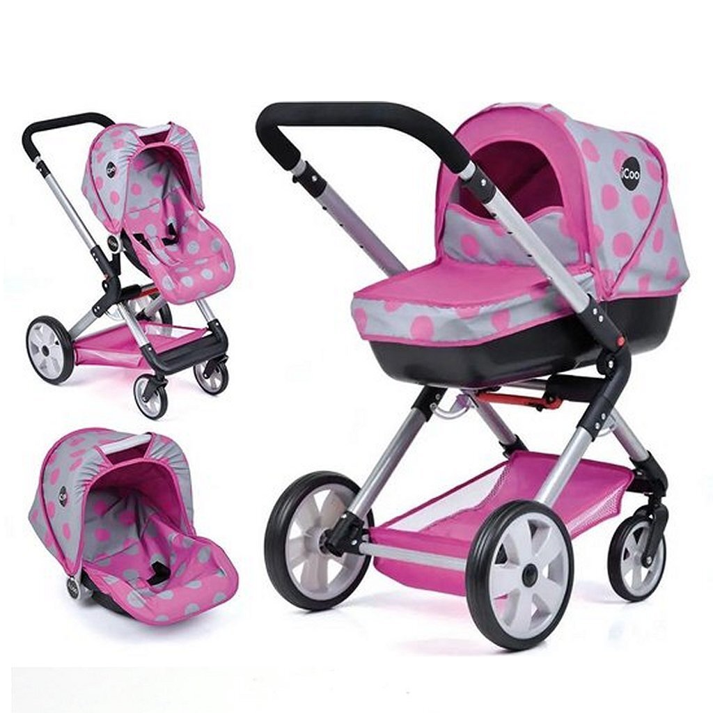 Basic icoo 4in1 manhatten dukkevogn pink sort