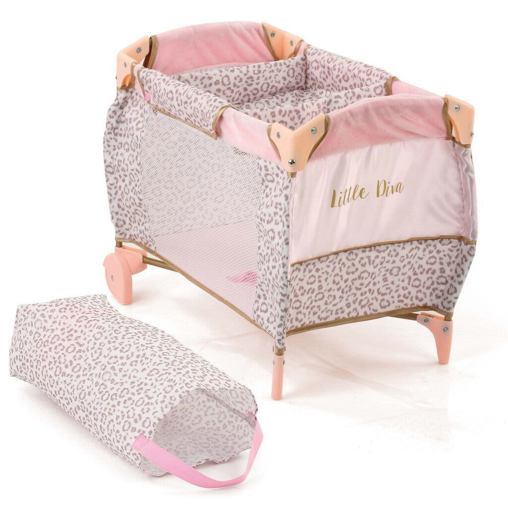 Basic lille diva foldbar dukkeseng 41x28x12 cm pink guld