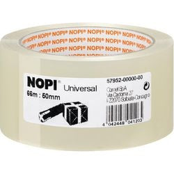 Emballagetape nopi universal 50mm x 66m gennemsigtig