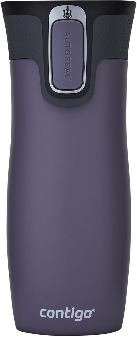Contigo west loop autoseal termokandekop, 470 ml rustfrit stål isoleret kop - blomme - kaffekop-to-go, lækagesikker kop-to-go med let at rengøre låg, holder på varmen i op til 5 timer