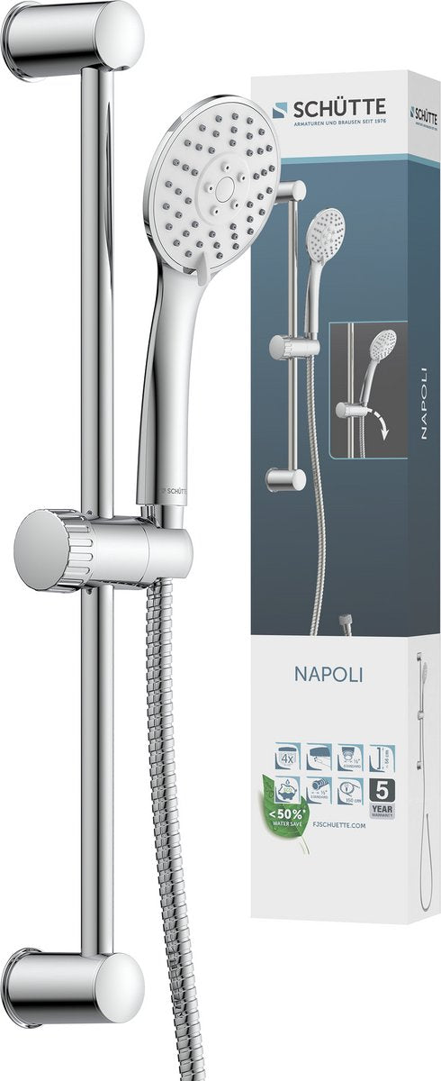 Schütte napoli brusesæt med håndbruser - 60 cm skydestang - 3 positioner - krom