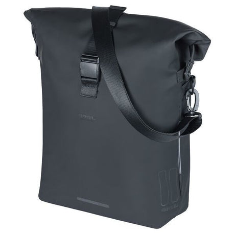 Basil Soho Mik Side Bicycle skuldertaske - sort, vandtæt, PU, Nordlicht LED, 17L