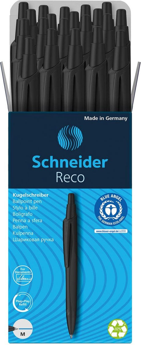 Schneider skriveredskaber schneider kuglepen - reco - sort - 20 dele - s-131810-20