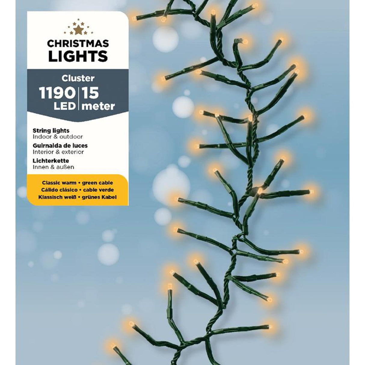 Lumineo led budget cluster verlichting buiten 1500cm-1190l groen klassiek warm- voor binnen en buiten