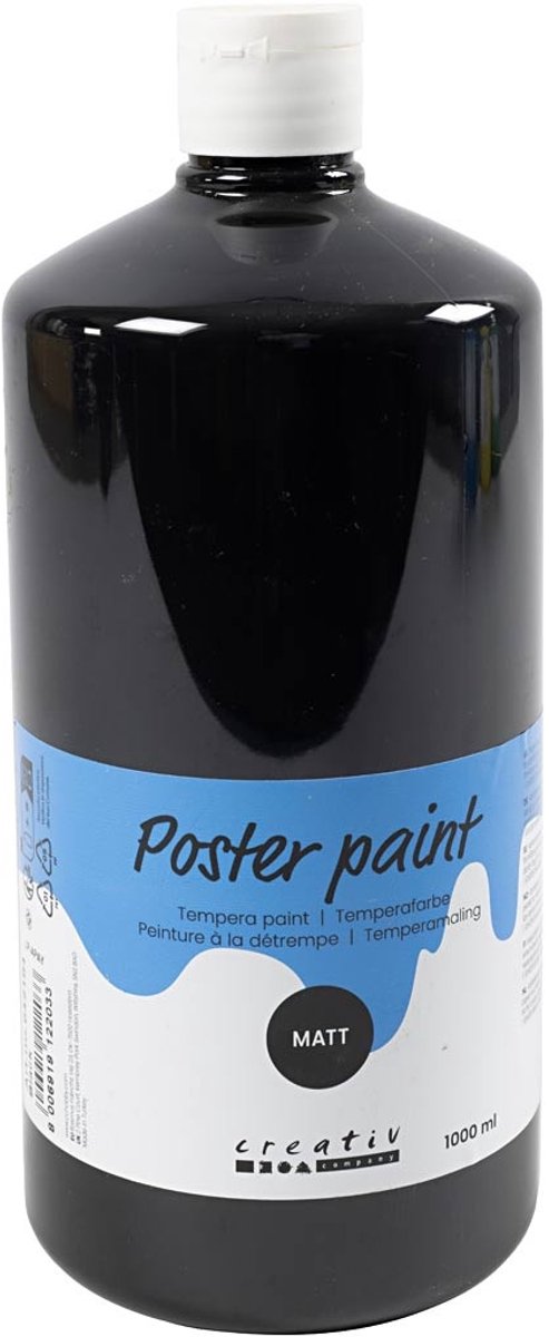 Creativ firma akrylmaling sort sort skolemaling | hobby maling | sort akrylmaling | mat | 1000ml | 1 stk