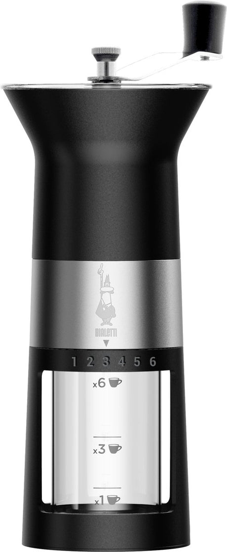 Bialetti premium manuel kaffekværn sort - manuel kaffekværn med rustfri stålkværn - 6 justerbare maleindstillinger - kaffebønnekværn