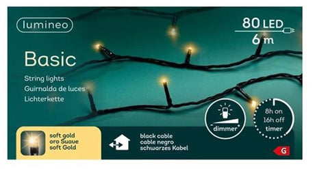 Lumineo basic julelys 80led champagne