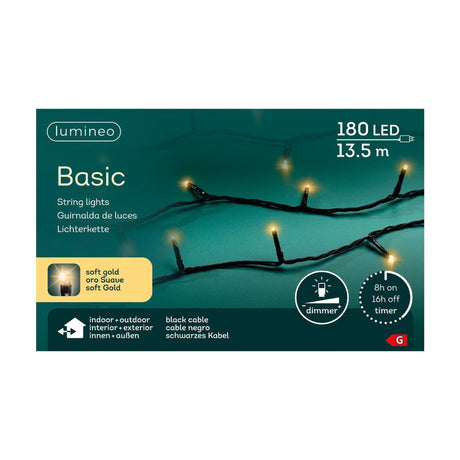 Lumineo basic julelys 180LED champagne