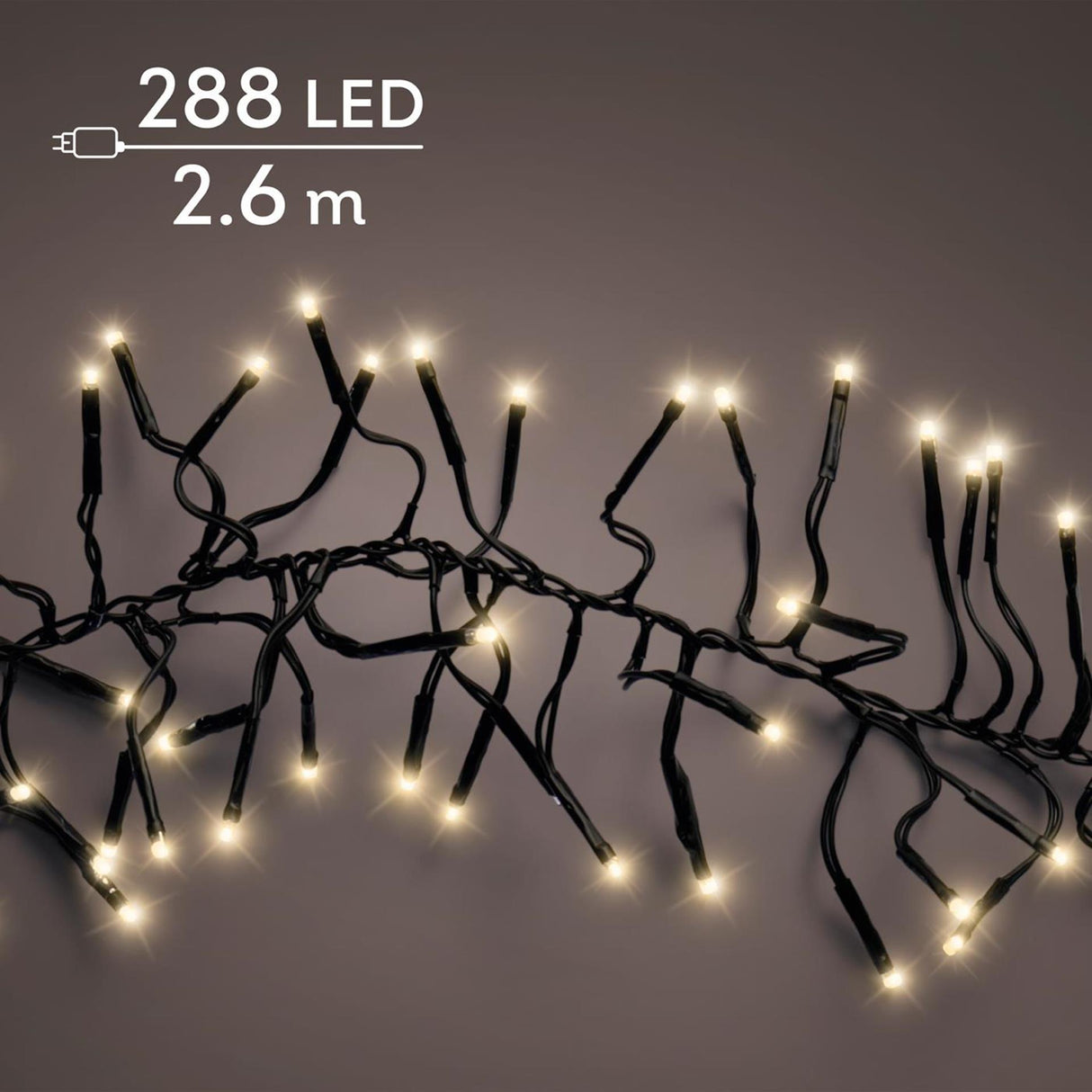 Lumineo klynge julelys 288LED 2,6m blødt guld indendørs + udendørs