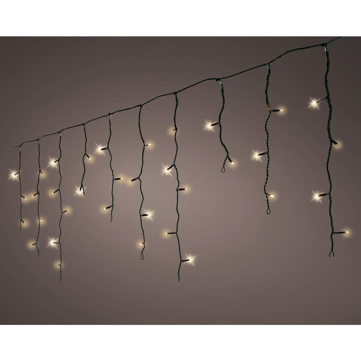Lumineo LED istap belysning 259LED 1100cm 8 funktion glimt effekt 8 timers timer sort blød guld udendørs