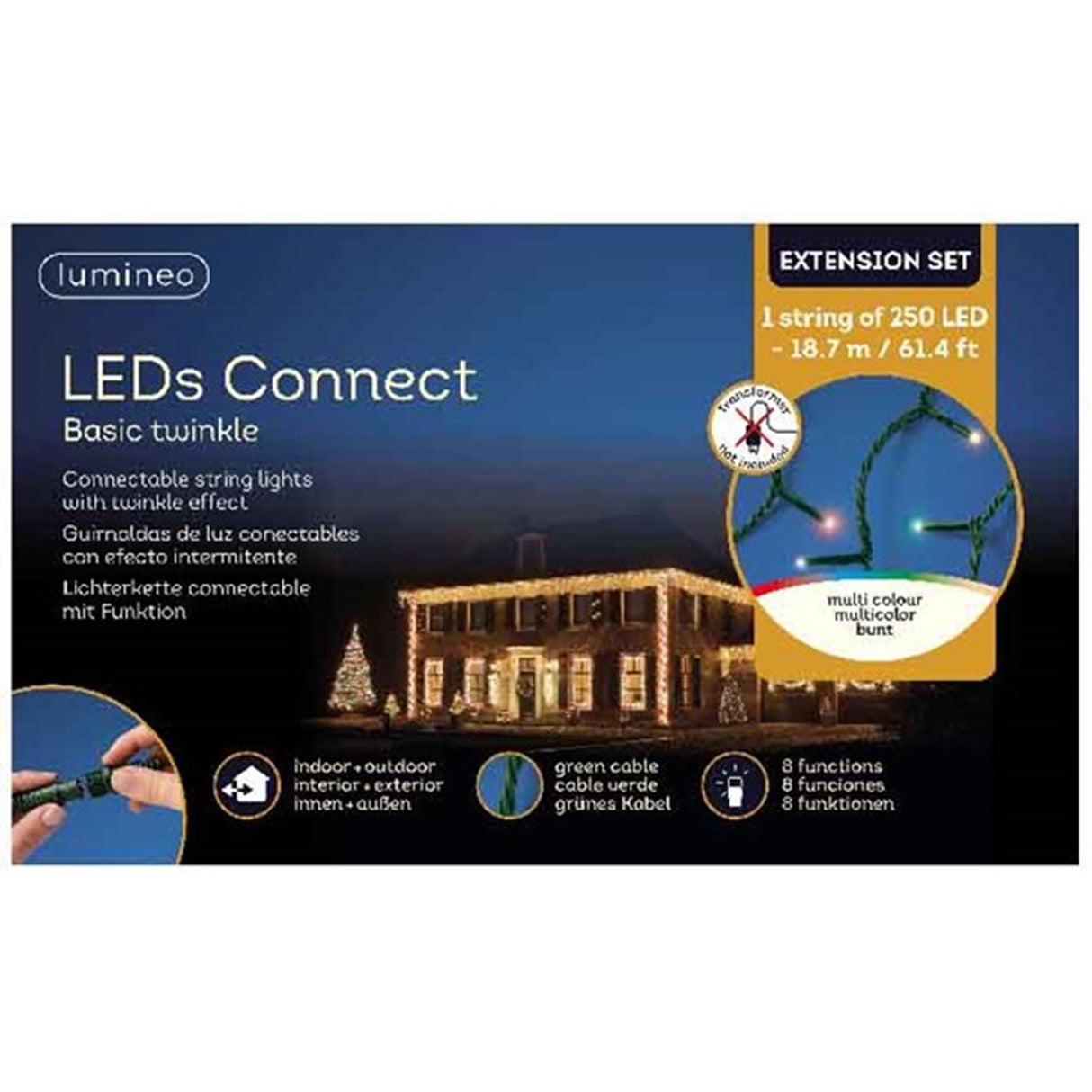 Lumineo LED's connect coupling belysning basic twinkle extension set multi color LED 1870cm-250l