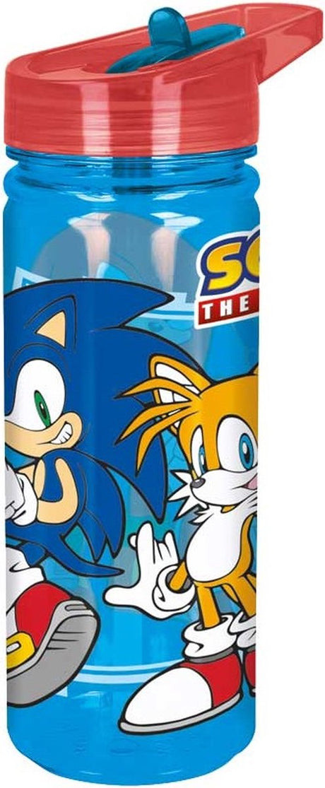 Stor sonic the hedgehog tritan drikkeflaske - 580 ml - tåler opvaskemaskine BPA-fri - drikkedunk til børn - gennemsigtig blå rød