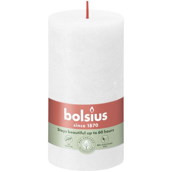 Bolsius rustik søjlelys uklar hvid ø68x130 mm 60 timer (4 stk.)