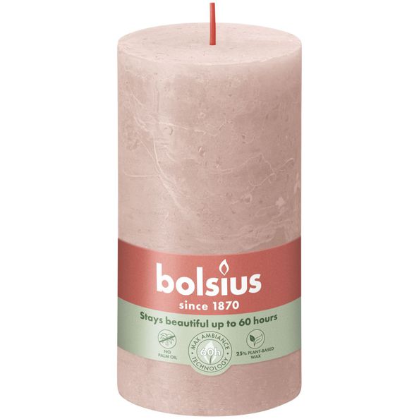 Bolsius rustik søjlelys tåget pink ø68x130 mm 60 timer (4 stk)