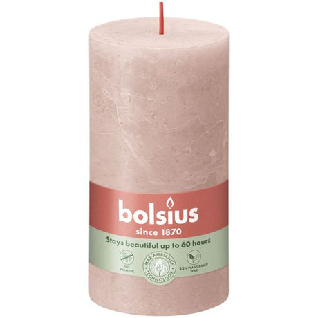 Bolsius rustik søjlelys tåget pink ø68x130 mm 60 timer (4 stk)