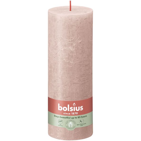 Bolsius rustik søjlelys tåget pink ø68x190 mm 85 timer (4 stk)