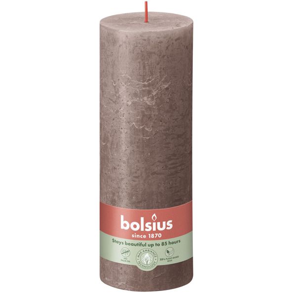 Bolsius rustik søjlelys rustik taupe ø68x190 mm 85 timer (4 stk)
