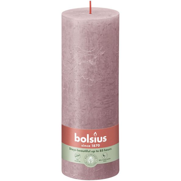 Bolsius rustik søjlelys ask rose ø68x190 mm 85 timer (4 stk)