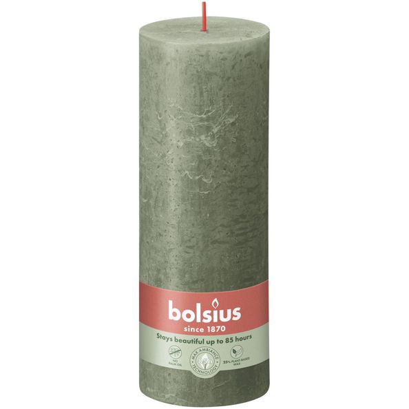 Bolsius rustik søjlelys frisk oliven ø68x190 mm 85 timer (4 stk)