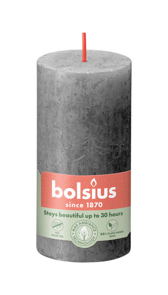 Bolsius rustik søjlelys stormgrå ø50x100 mm 30 timer (8 stk.)