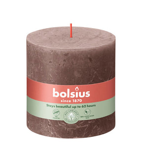 Bolsius rustik søjlelys rustik taupe ø100x100 mm 62 timer (3 stk)