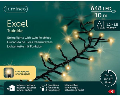 Lumineo excel twinkle 648 led champagne
