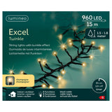 Lumineo julelys excel twinkle 15 meter 960 lamper champagne til indendørs og udendørs