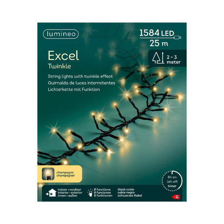Lumineo excel twinkle 1584led 25m champagne