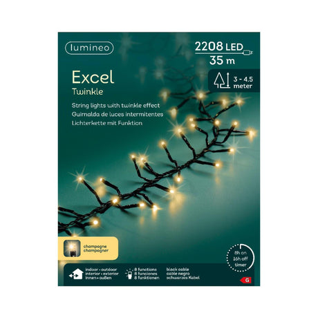 Lumineo julelys excel glimt 35 meter 2208 lamper champagne