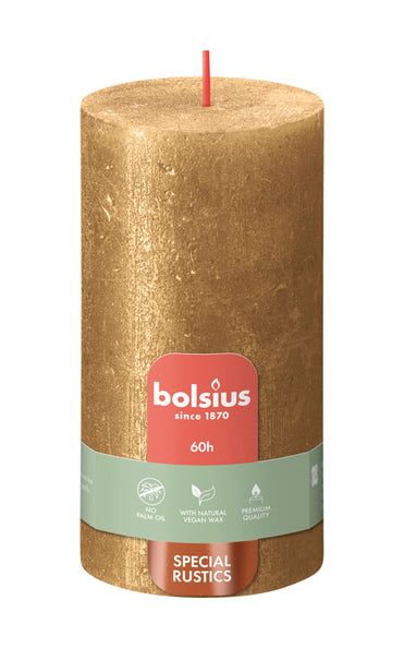 Bolsius søjlelys shimmer guld ø68x130 mm 60 timer (4 stk)