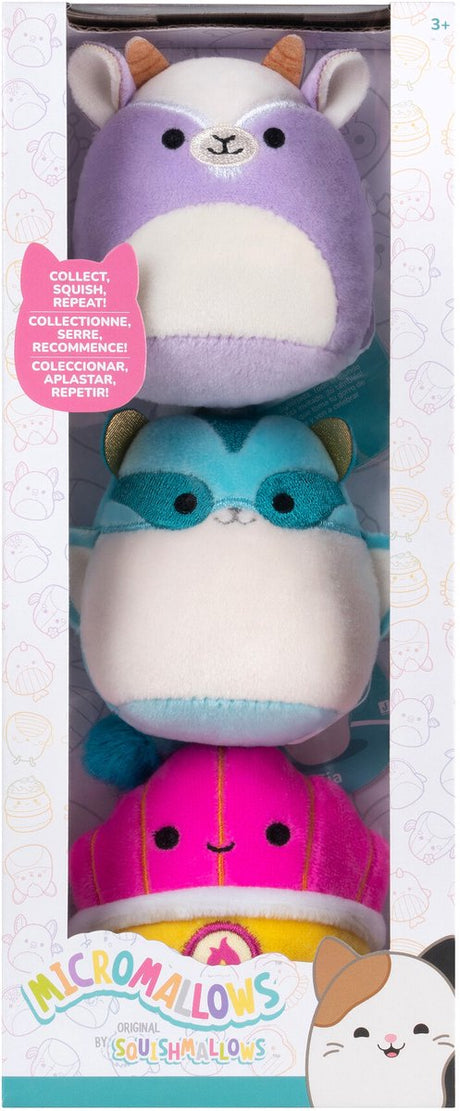 Squishmallows krammeplys - micromallows tia, mariska, louden - 3 stk.
