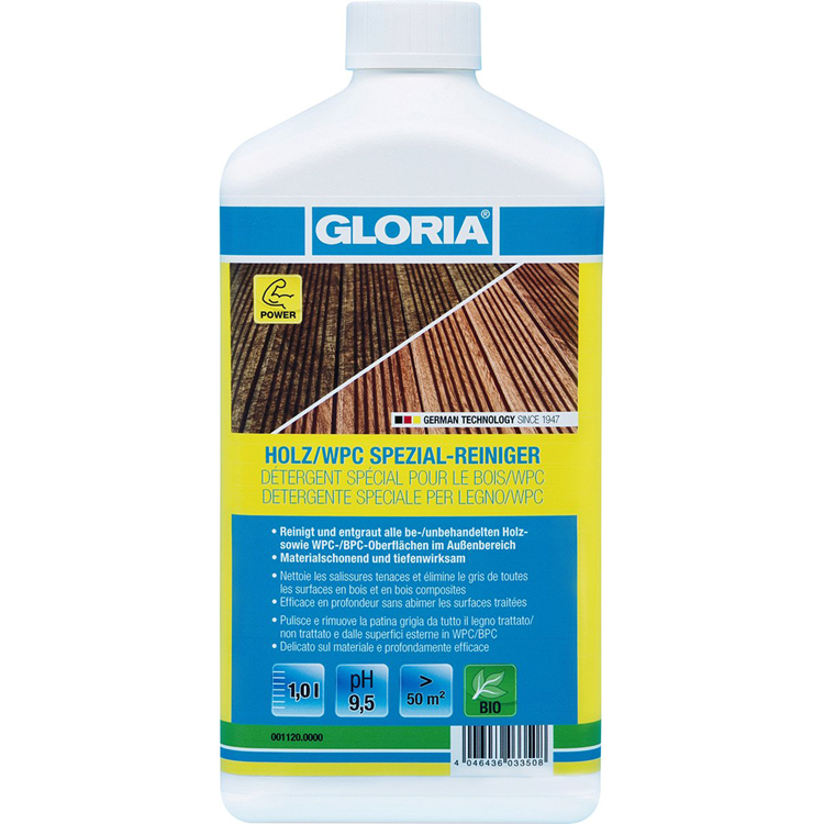 Gloria 1074633 - specialtræ wpc rengøringsmiddel indhold 1 liter | 1 stk