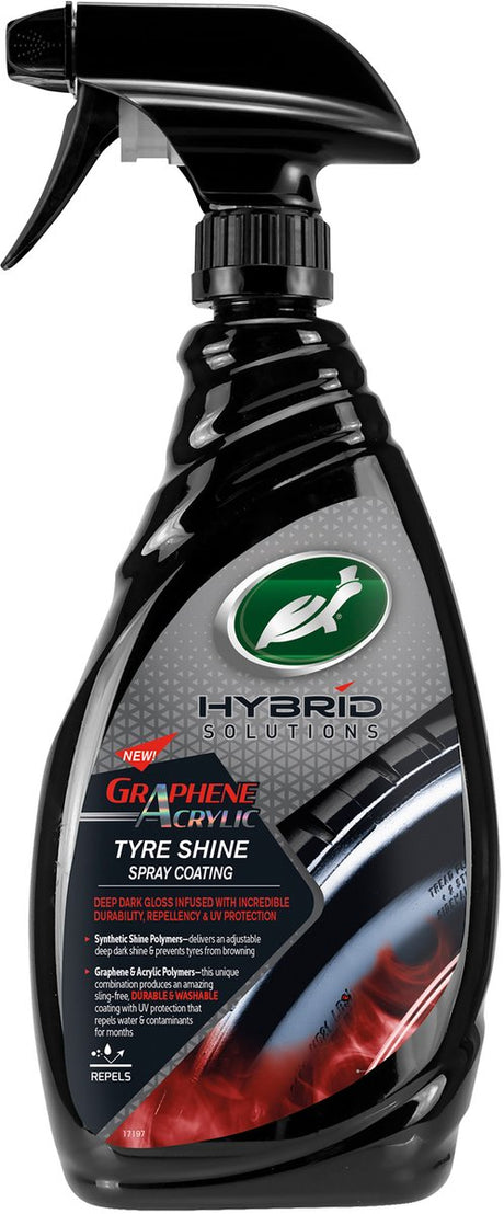 Turtle wax hs dækglans - gør dæk sorte - får dæk til at skinne - akrylbaseret dækgel - i sprayflaske - nem at bruge - 680ml