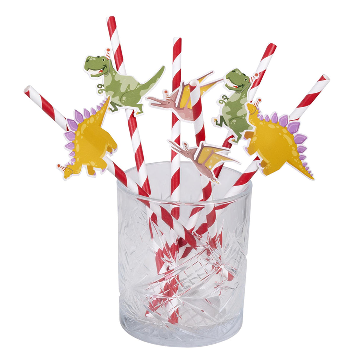 Boland papirsugerør dino party 3 designs sæt med 6 stk 20cm