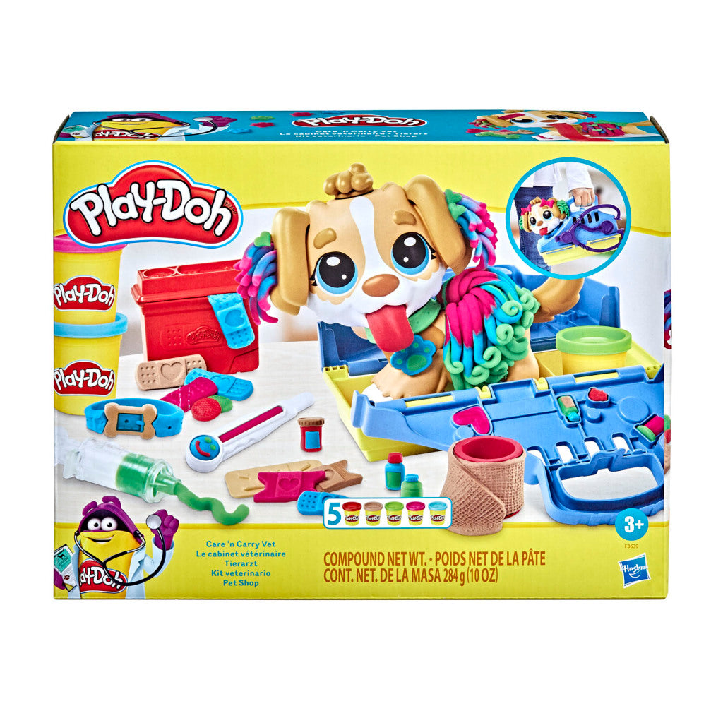 Play-doh dyrlæge legesæt - modellervoks - inklusiv 5 potter - håndværk til børn