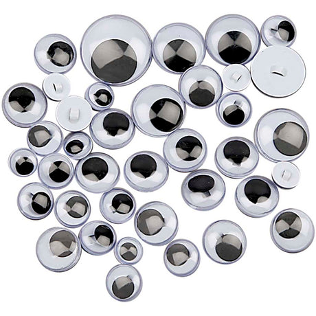 Creativ company googly eyes, sys på, skal syes, d 8-20 mm, 24 div 1 æske