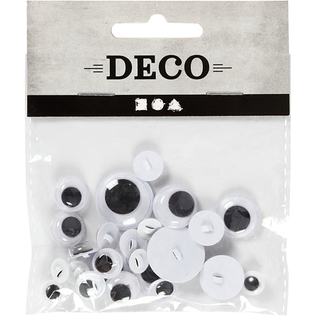 Creativ company googly eyes, sys på, skal syes, d 8-20 mm, 24 div 1 æske
