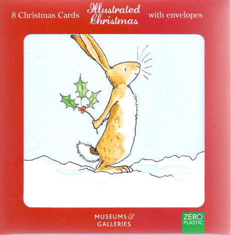 8 kerstkaart+envelop raad eens konijn me