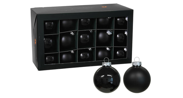 W b. 30 glassballs cap black 57 mm