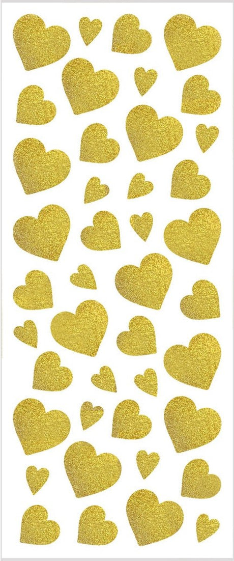 Creativ firma glitter stickers, hjerter, ark 10x24 cm, ca. 84 stykker, guld, 2 ark 1 æske