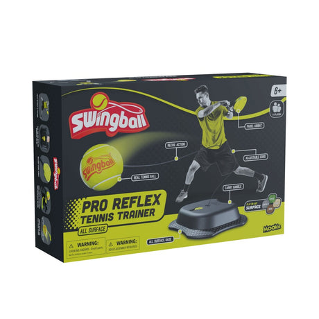 Mookie legetøj swingball reflex tennis pro - tennis træner pro med alle overflader base - sort gul