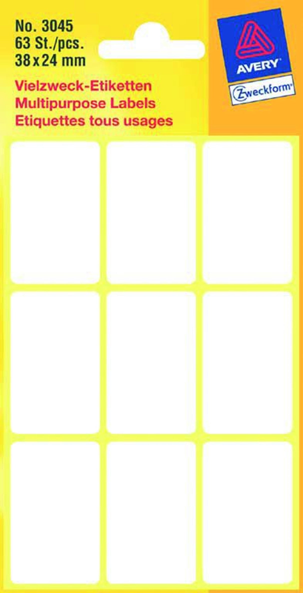 Etiket zweckform 38x24mm hvid blister a 63 etiketter bundt a 10 stk.