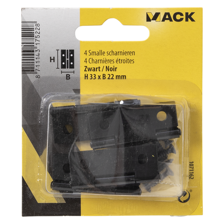 Mack 1071162 - 4 smalle hængsler sort h 33 x b22 mm | 5 stk