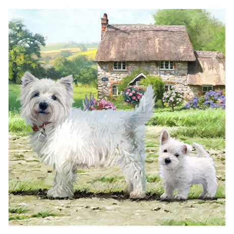 Craft buddy krystal kunst kort west highland terrier 18x18 cm