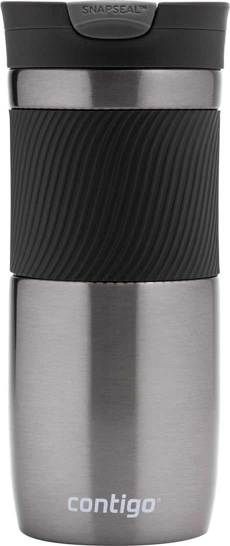 Contigo byron snapseal termokop - gunmetal - rustfrit stål isoleret kop, kaffekop-to-go, lækagesikker, holder på varmen i op til 7 timer, opvaskemaskine-tålt BPA-frit låg, 470 ml
