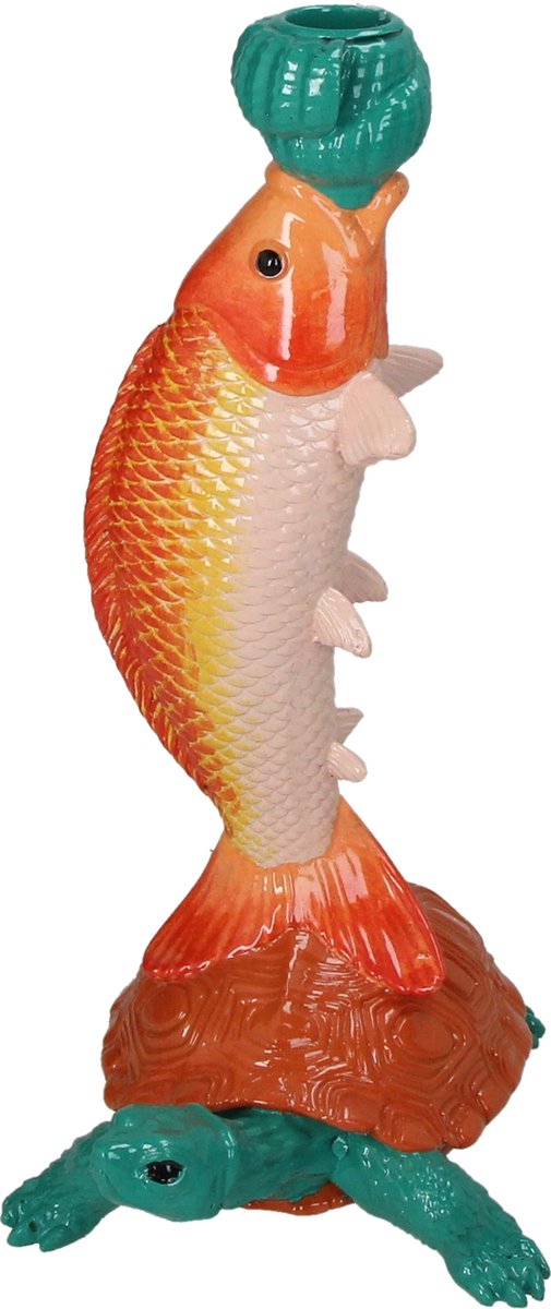 Hd collection kandelaar vis polyresin 16,5x13,5x29cm