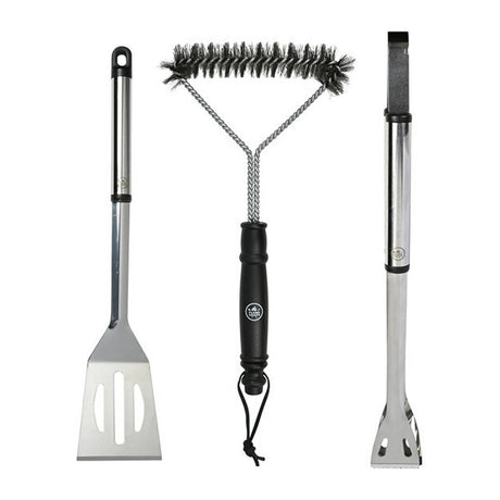 Interbosch flamecraft bbq gereedschapset 3-delig zwart rvs