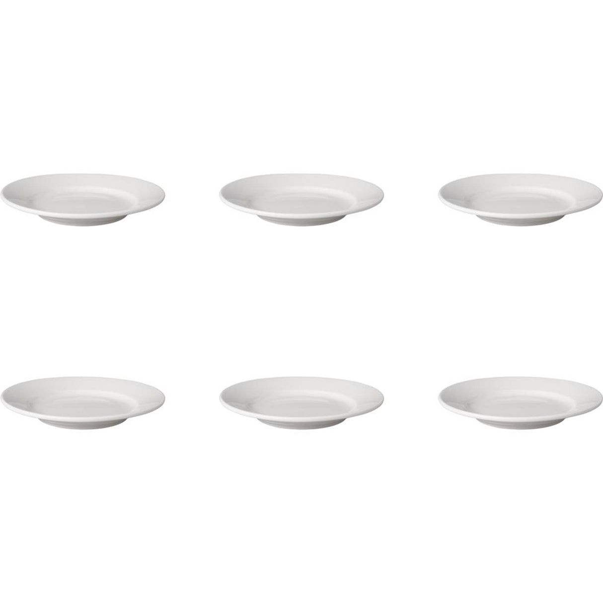 Mammoet tallerken bred kant budgeltline porcelæn hvid 18cm sæt med 6 stk